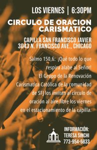 Circulo de Oración Carismatico Viernes en San Francisco Javier a las 7:00pm